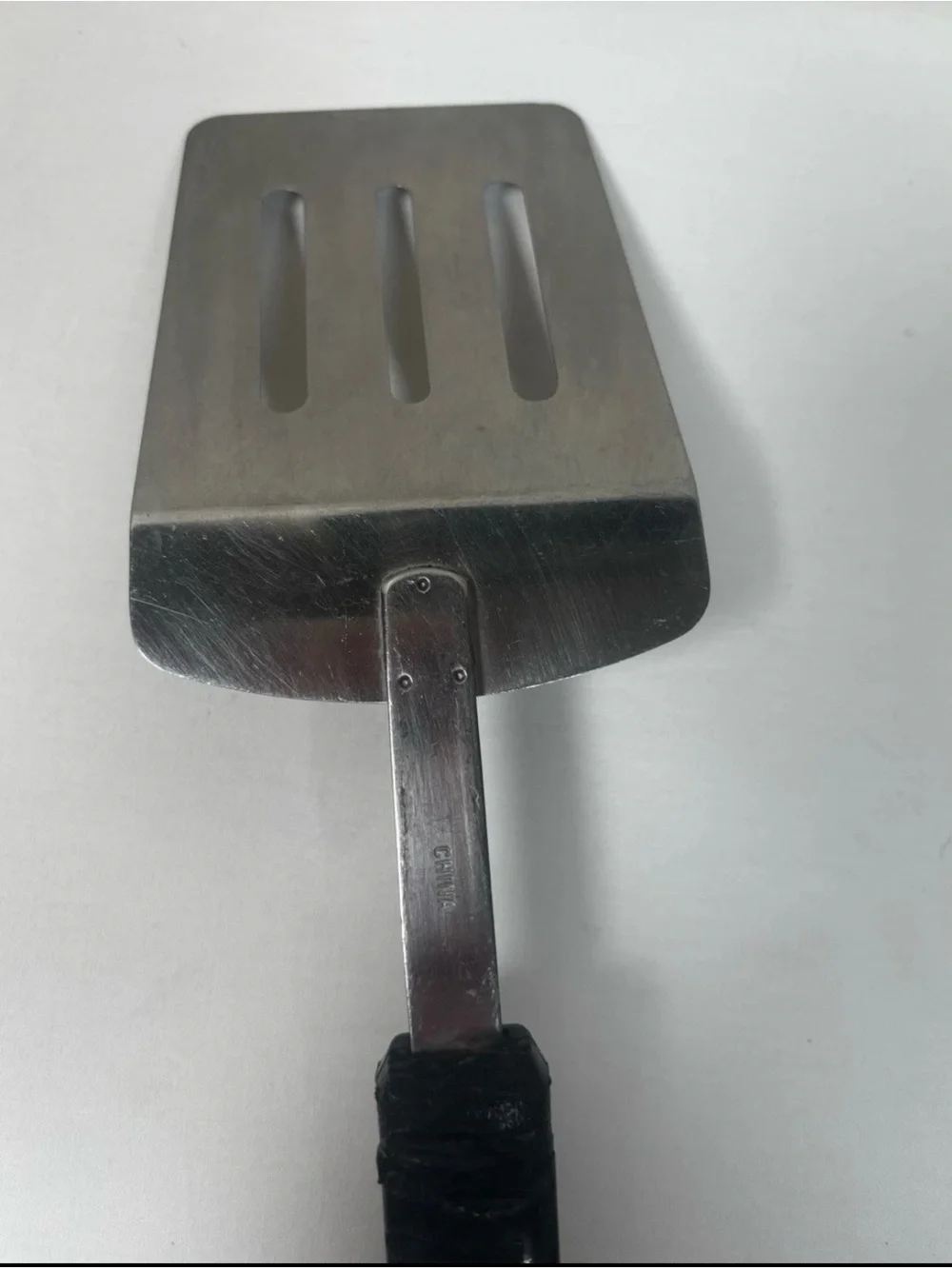 Vintage ECKO Best Results Slotted Spatula Stainless Steel with Black Handle